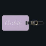 Moderne Script Typography Name Simple Orchid Bloom Bagagelabel<br><div class="desc">Minimalistische scriptnaam voor typografie in het Bagagelabel Orchid Bloom</div>