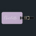 Moderne Script Typography Name Simple Orchid Bloom Bagagelabel<br><div class="desc">Minimalistische scriptnaam voor typografie in het Bagagelabel Orchid Bloom</div>