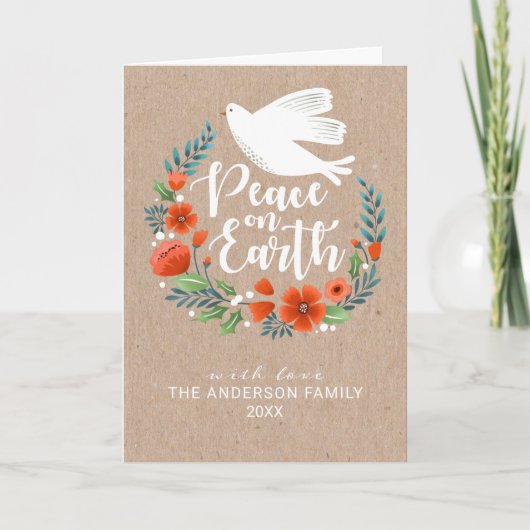 Moderne Script Typography Peace on Earth Kerstmis Feestdagen Kaart (Voorkant)