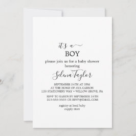 Moderne script | Uitnodiging voor It's a Boy Baby 