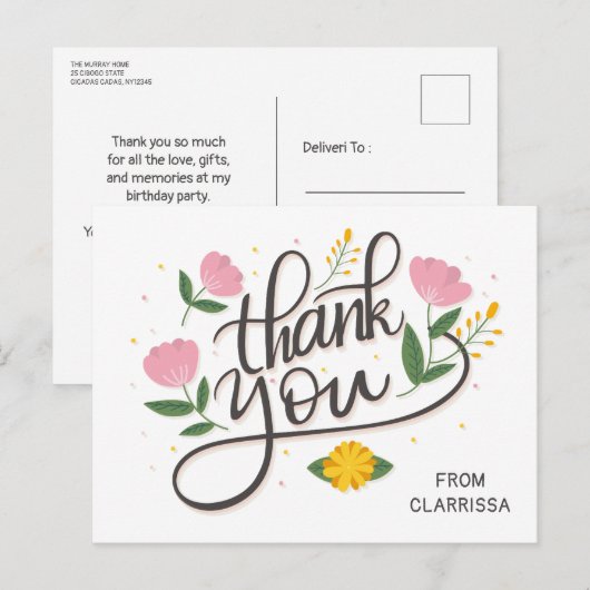 Moderne Script verjaardagskaart Briefkaart (Voorkant / Achterkant)