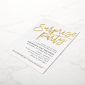 MODERNE SCRIPT verrassingsfeestje zwart goud Folie Uitnodiging (Gedraaid)