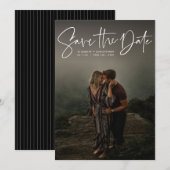 Moderne script verticale foto save the date (Voorkant / Achterkant)