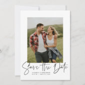 Moderne script verticale foto save the date (Voorkant)