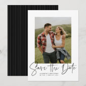 Moderne script verticale foto save the date (Voorkant / Achterkant)