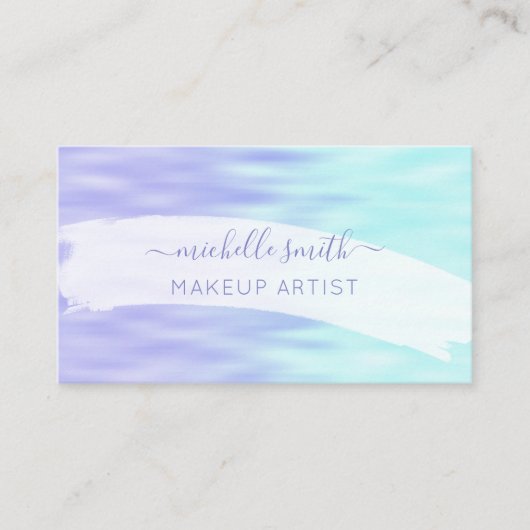 Moderne Script Violet Aqua Blue Pastel Ombre Chic Visitekaartje (Voorkant)