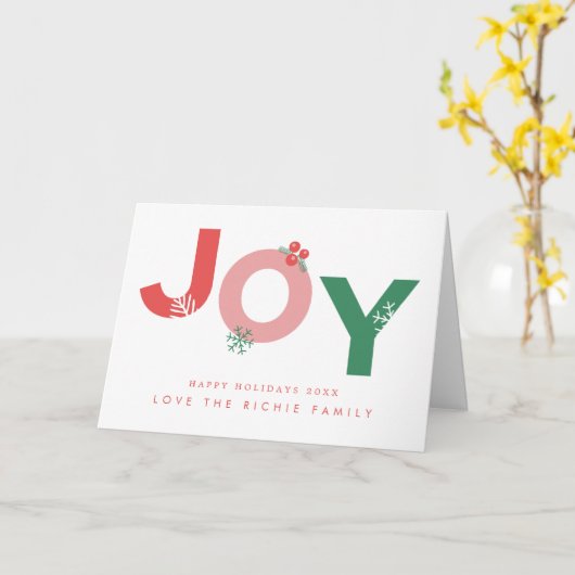 Moderne Script Vreugde Foto Vakantie Gevouwen Groe Kaart (Gele Bloem)