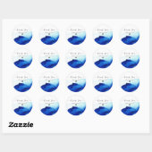 Moderne Script Waterverf Indigo Blauwe Dank Je Ronde Sticker (Vel)