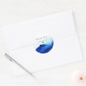 Moderne Script Waterverf Indigo Blauwe Dank Je Ronde Sticker (Envelop)
