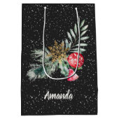 Moderne script Waterverf laat vrolijke kerst achte Medium Cadeauzakje (Achterkant)