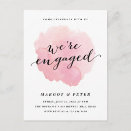 Moderne Script Waterverf Verlovingsfeest Uitnodiging Briefkaart