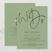 Moderne Script We Do Sage Groene QR Code Trouwdag Kaart (Voorkant / Achterkant)