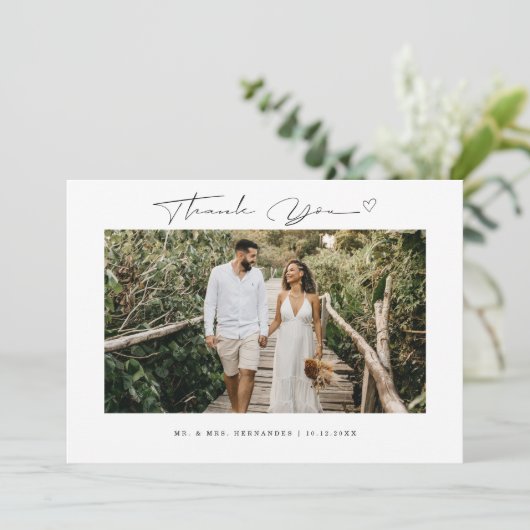 Moderne Script Wedding 2-foto Hartelijk dank Bedankkaart (Staand voorkant)