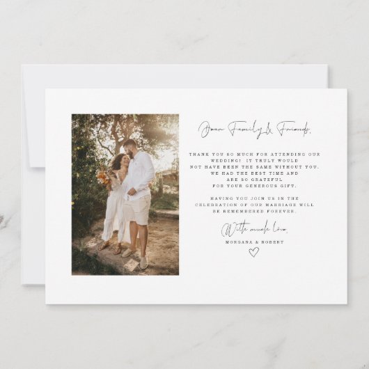 Moderne Script Wedding 2-foto Hartelijk dank Bedankkaart (Achterkant)
