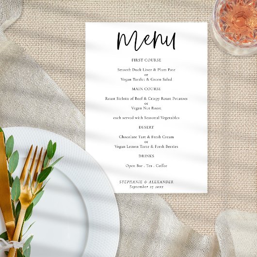 Moderne Script Wedding Menu Any Color Poster