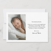 Moderne script Welkom baby foto geboortedetails Bedankkaart (Achterkant)