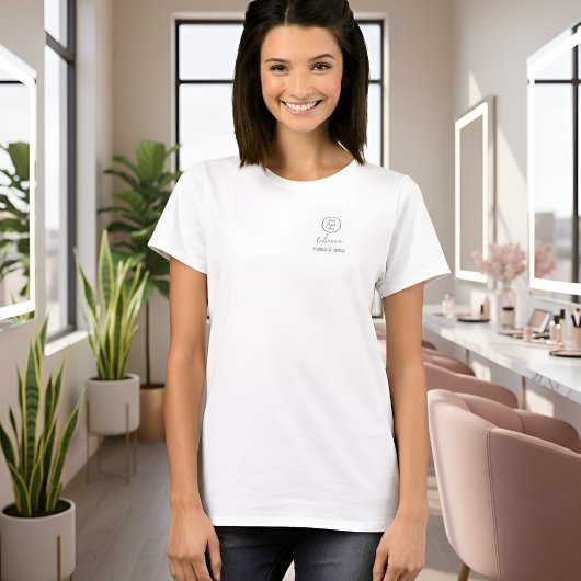 Moderne Script Werknemersnaam Make-up Studio Logo  T-shirt