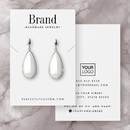 Moderne script white oorring ketting display card visitekaartje