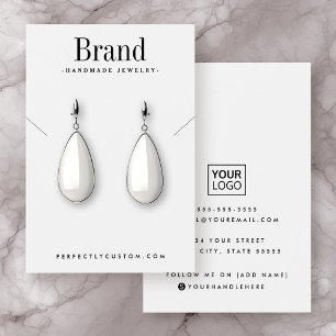 Moderne script white oorring ketting display card visitekaartje