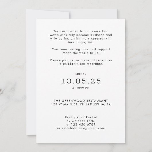 Moderne Script Wij Zijn Gevlucht Foto Bruiloftsrec Kaart (Achterkant)