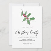Moderne Script Winter Hulst Bessen Kerstfeest Kaart (Voorkant)