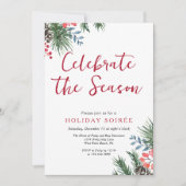 Moderne Script Winter Hulstbes Kerstfeest Soiree Kaart (Voorkant)