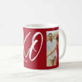 Moderne Script XO Jaar Foto Koffiemok (Voorkant rechts)