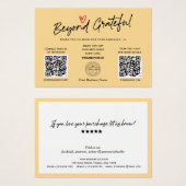 Moderne Script Yellow QR-codecadeaukaart Visitekaartje (Voorkant /achterkant)
