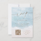 Moderne Script Zand Harten QR Code Strand Bruiloft RSVP Kaartje (Voorkant)