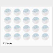 Moderne Script Zand Hartjes Strand Bruiloft Dank J Ronde Sticker (Vel)