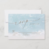 Moderne Script Zand Hartjes Strand Bruiloft RSVP Kaartje (Voorkant)