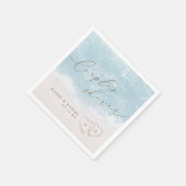 Moderne Script Zand Hartjes Strand Koppels Bruilof Servet (Hoek)