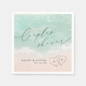 Moderne Script Zand Hartjes Strand Koppels Bruilof Servet (Voorkant)