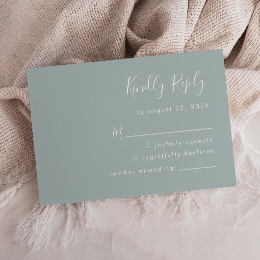 Moderne Script Zeeglas Bruiloft RSVP Kaartje