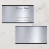 Moderne Script Zilver Luxe Professioneel Elegant Visitekaartje (Voorkant / Achterkant)