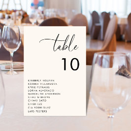 Moderne Script Zitkaarten Namen Minimale Bruiloft Kaart