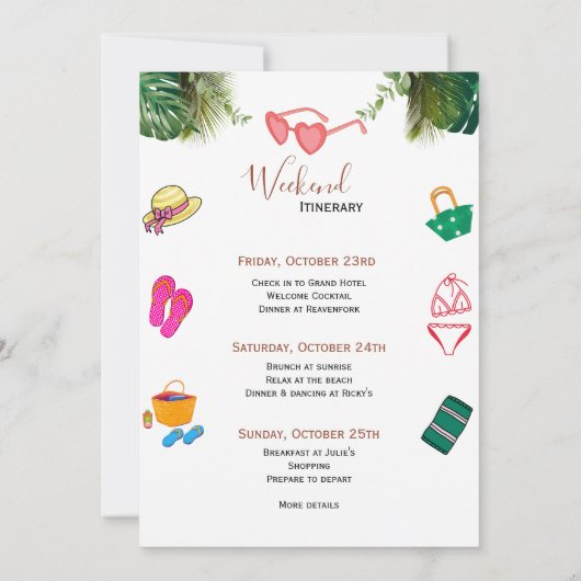 Moderne script zomer vrijgezellenfeest weekend kaart (Achterkant)