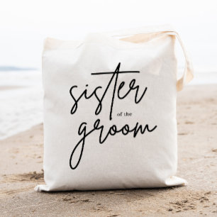 Moderne script zus van de bruidegom boodschappenta tote bag