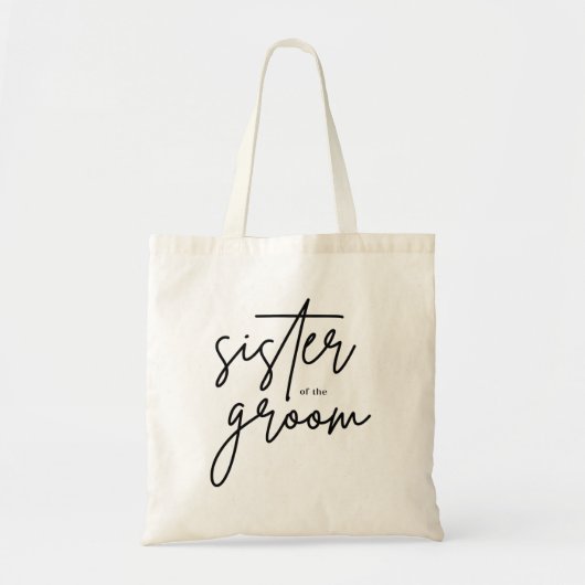 Moderne Script Zuster van de Bruidegom Boodschappe Tote Bag (Voorkant)