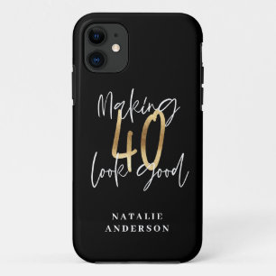 Moderne script zwart en goud 40e verjaardag Case-Mate iPhone case