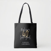 Moderne script zwart en goud 40e verjaardag tote bag (Voorkant)