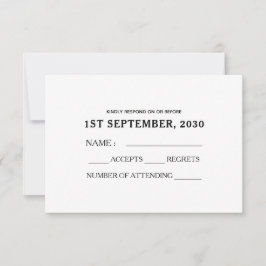 Moderne script zwart en wit met rood gouden hart RSVP kaartje