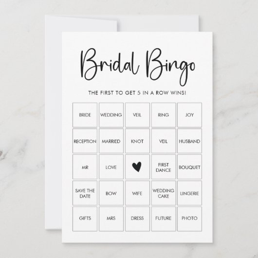 Moderne Script Zwart-Wit Bingo Speelkaart Kaart (Voorkant)