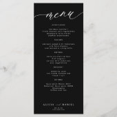 Moderne script zwart-wit bruiloft menu (Voorkant)
