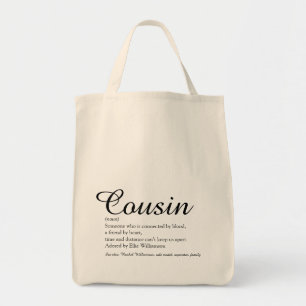 Moderne script zwart-wit definitie voor neef of ni tote bag