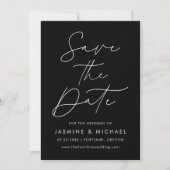 Moderne Script Zwart-Wit Foto Save The Date (Voorkant)