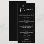 Moderne Script Zwart-Wit Trouwdiner Menu (Voorkant / Achterkant)