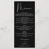 Moderne Script Zwart-Wit Trouwdiner Menu (Voorkant)
