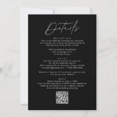 Moderne Script Zwarte All In One QR Code Huwelijk Kaart (Achterkant)