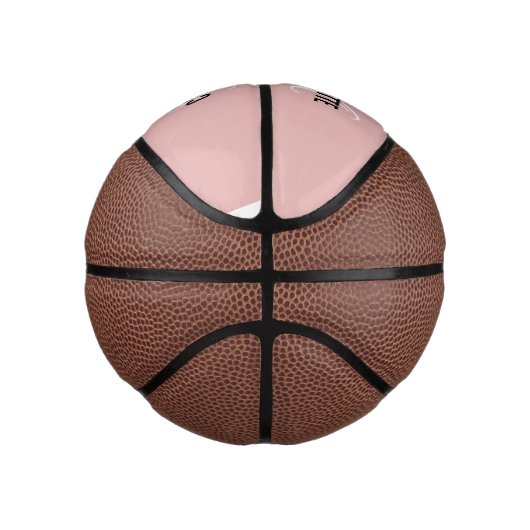 Moderne script: zwarte roze monogram naam basketba basketbal (Rechts)